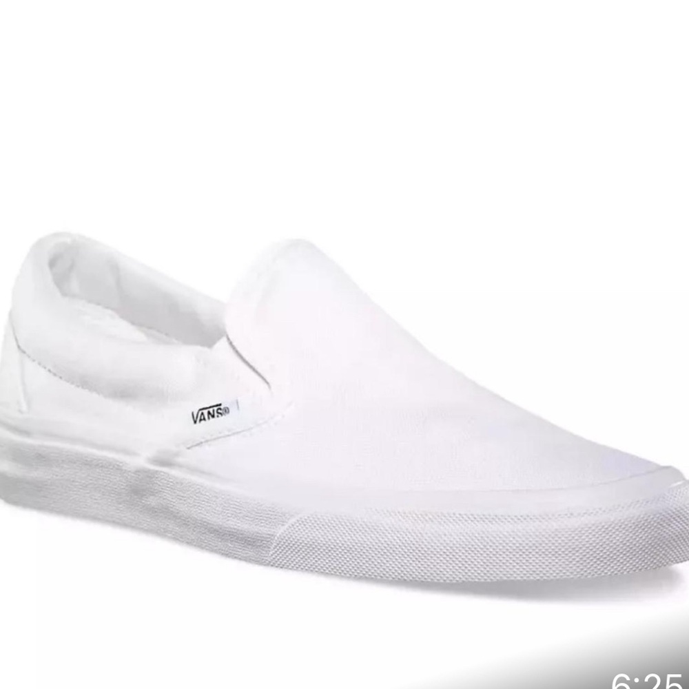 Vans White Slip-On Flats